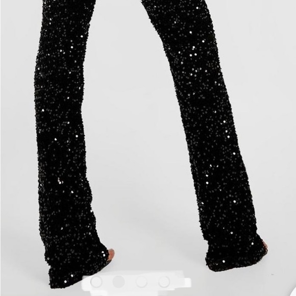 Black Velvet Sequin Flare pants - Picture 5 of 8